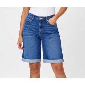 Style & Co NWT Curvy Bermuda Shorts Womens 14 Blue Mid Rise Cuffed Denim